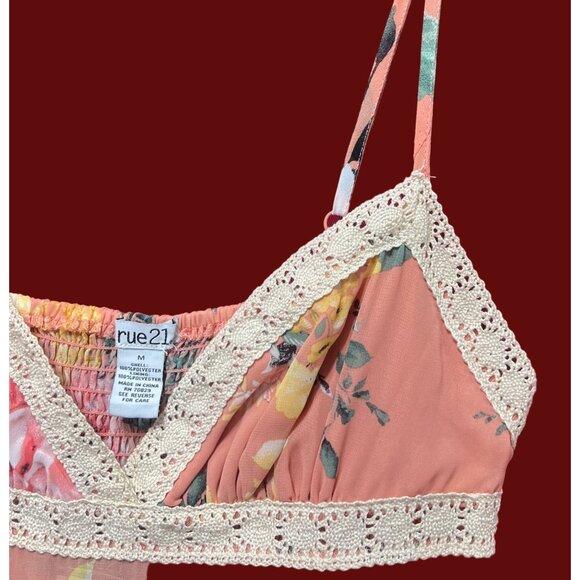 Rue 21 -Women's Summer Sleeveless High Low Hem Ruffle Floral Dress- Pink -Medium - Picture 12 of 16